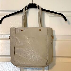 Jingpin Taupe Faux Leather Tote Bag with pouches NWOT